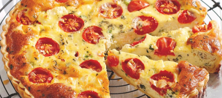 Tomato, Olive, and Rosemary Quiche